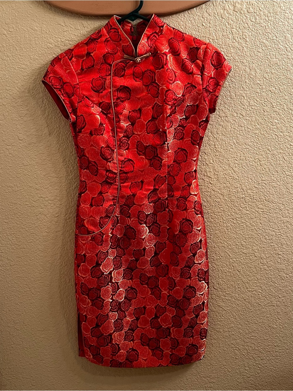 Red Floral Dress with Sheen